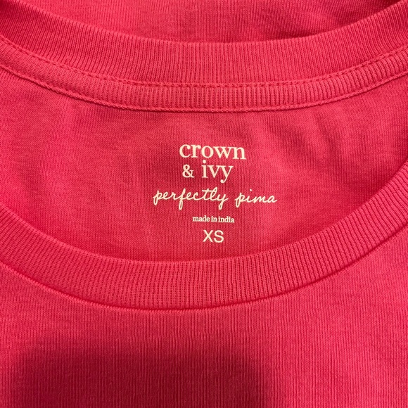 Crown and Ivy Pink Scoop Neck Long Sleeve Tee XS - Picture 4 of 5